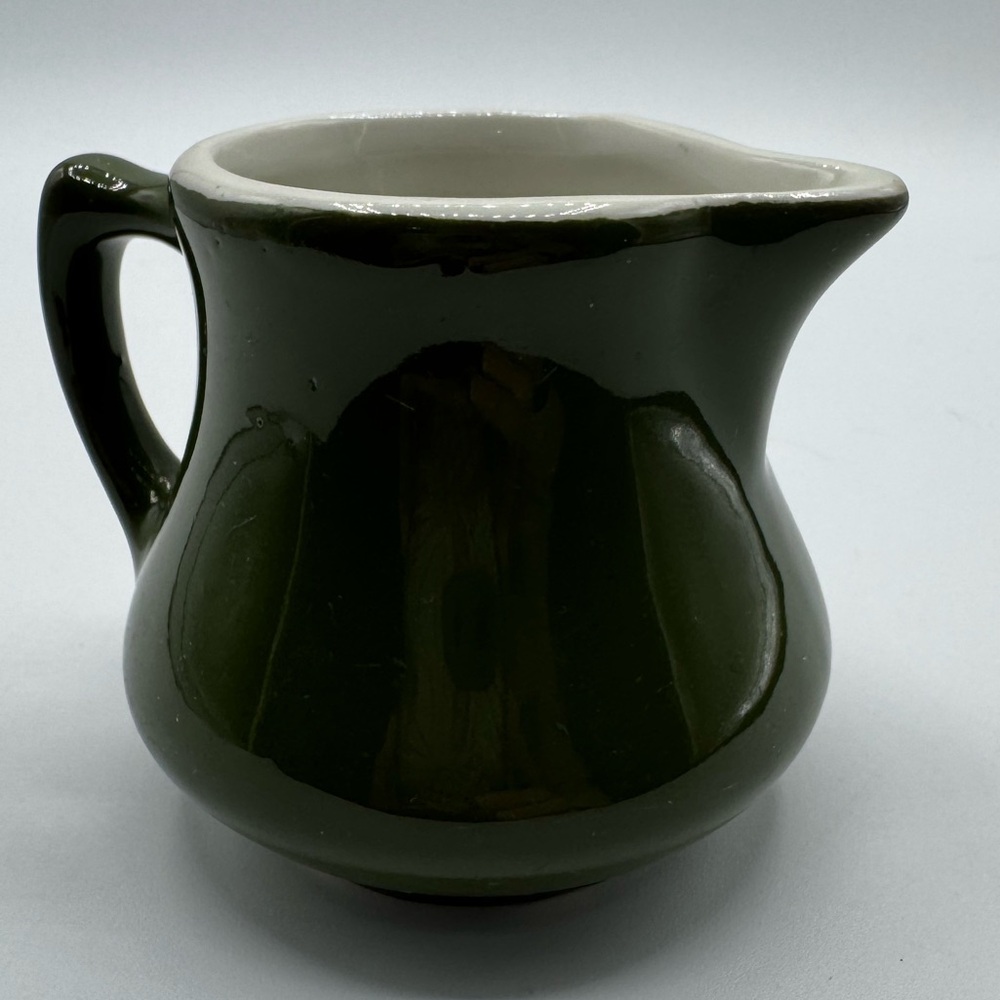 Vintage Forest Green Hall Restaurant Ware Small Creamer/Syrup Pitcher